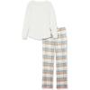 imageAmazon Essentials Womens Lightweight Flannel Pant and LongSleeve TShirt Sleep SetDusty Blue Mix PlaidOatmeal Heather