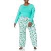 imageAmazon Essentials Womens Lightweight Flannel Pant and LongSleeve TShirt Sleep SetEcru Festive Tree