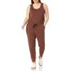 imageAmazon Essentials Womens Studio Terry Jumpsuit Available in Plus SizeBlack Brown Animal Print