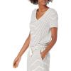 imageAmazon Essentials Womens Supersoft Terry ShortSleeve VNeck Romper Previously Daily RitualBlack White Thin Stripe