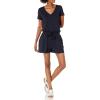 imageAmazon Essentials Womens Supersoft Terry ShortSleeve VNeck Romper Previously Daily RitualNavy