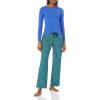 imageAmazon Essentials Womens Lightweight Flannel Pant and LongSleeve TShirt Sleep SetBlue Green Stripe