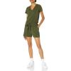 imageAmazon Essentials Womens Supersoft Terry ShortSleeve VNeck Romper Previously Daily RitualOlive