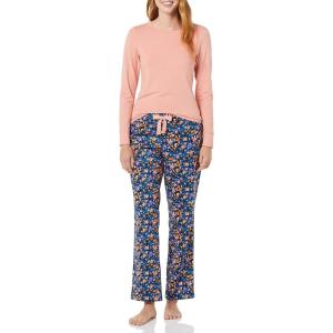 imageAmazon Essentials Womens Lightweight Flannel Pant and LongSleeve TShirt Sleep SetSalmon PinkFloral Camo