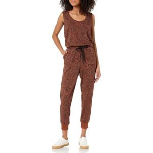 imageAmazon Essentials Womens Studio Terry Jumpsuit Available in Plus SizeBlack Brown Animal Print