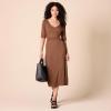 imageAmazon Essentials Womens Fine Rib Side CutOut Dress Previously Daily RitualChocolate