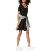 imageAmazon Essentials Womens Regular ShortSleeve VNeck Swing DressBlack