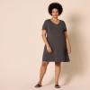imageAmazon Essentials Womens Regular ShortSleeve VNeck Swing DressCharcoal Heather