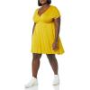 imageAmazon Essentials Womens Surplice Dress Available in Plus SizeDark Golden Yellow
