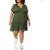 imageAmazon Essentials Womens Surplice Dress Available in Plus SizeDark Olive