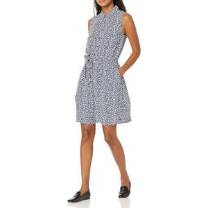 imageAmazon Essentials Womens Sleeveless RelaxedFit Woven Shirt DressBlue White Petal