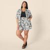 imageAmazon Essentials Womens HighRise RelaxedFit Fluid Twill PullOn Short Shirt Sold SeparatelyBlack Ivory Folk Floral
