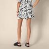 imageAmazon Essentials Womens HighRise RelaxedFit Fluid Twill PullOn Short Shirt Sold SeparatelyBlack Ivory Folk Floral