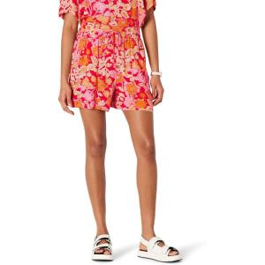 imageAmazon Essentials Womens HighRise RelaxedFit Fluid Twill PullOn Short Shirt Sold SeparatelyBright Poppy Red Multi Folk Floral