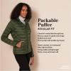 imageAmazon Essentials Womens Lightweight LongSleeve WaterResistant Packable Puffer Jacket Available in Plus SizeSage Green