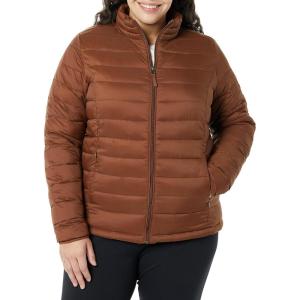 imageAmazon Essentials Womens Lightweight LongSleeve WaterResistant Packable Puffer Jacket Available in Plus SizeDark Toffee Brown