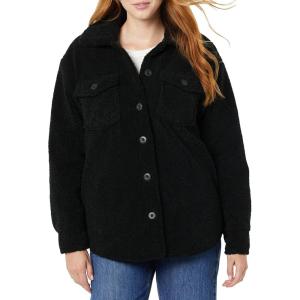 imageAmazon Essentials Womens Oversized Teddy Sherpa Shirt Jacket Previously GoodthreadsBlack