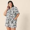 imageAmazon Essentials Womens RelaxedFit Fluid Twill ButtonDown Shirt Short Sold SeparatelyBlack Ivory Folk Floral