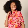 imageAmazon Essentials Womens RelaxedFit Fluid Twill ButtonDown Shirt Short Sold SeparatelyBright Poppy Red Multi Folk Floral