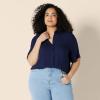 imageAmazon Essentials Womens RelaxedFit Fluid Twill ButtonDown Shirt Short Sold SeparatelyNavy