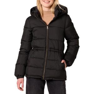 imageAmazon Essentials Womens Heavyweight Quilted Hooded Puffer Winter Jacket with Adjustable WaistBlack
