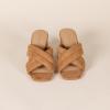 imageAmazon Essentials Womens Crossover Heeled Sandal with Padded Straps and Memory Foam InsoleTan Faux Microsuede