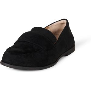 imageAmazon Essentials Womens Soft Moccasins Toe LoaferBlack Faux Microsuede