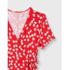 imageAmazon Essentials Womens Short Sleeve FauxWrap DressMelon Orange Flowers