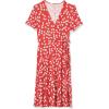 imageAmazon Essentials Womens Short Sleeve FauxWrap DressMelon Orange Flowers