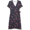 imageAmazon Essentials Womens Short Sleeve FauxWrap DressNavy Red Flowers