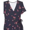 imageAmazon Essentials Womens Short Sleeve FauxWrap DressNavy Red Flowers