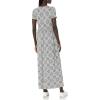 imageAmazon Essentials Womens ShortSleeve Waisted Maxi Dress Available in Plus SizeGrey Heather Tile Pattern
