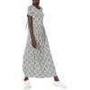 imageAmazon Essentials Womens ShortSleeve Waisted Maxi Dress Available in Plus SizeGrey Heather Tile Pattern
