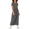 imageAmazon Essentials Womens ShortSleeve Waisted Maxi Dress Available in Plus SizeCharcoal Heather