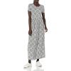 imageAmazon Essentials Womens ShortSleeve Waisted Maxi Dress Available in Plus SizeGrey Heather Tile Pattern