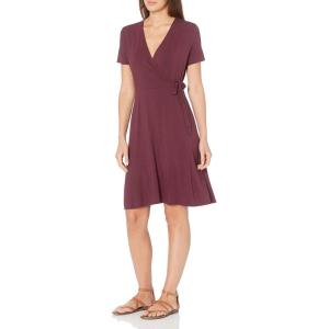 imageAmazon Essentials Womens Short Sleeve FauxWrap DressBurgundy