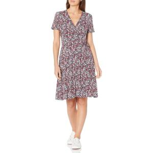 imageAmazon Essentials Womens Short Sleeve FauxWrap DressNavy Ditsy Floral