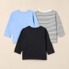 imageAmazon Essentials Unisex Babies RelaxedFit 100 Cotton LongSleeve TShirts Pack of 3BlueDogStripe