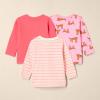 imageAmazon Essentials Unisex Babies RelaxedFit 100 Cotton LongSleeve TShirts Pack of 3Pink TigerStripe
