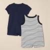 imageAmazon Essentials Unisex Babies Sleeveless and ShortSleeve Romper Set Pack of 2BlueStripe