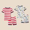 imageAmazon Essentials Unisex Babies Toddlers and Kids SnugFit Cotton Pajama Sleepwear Sets 2PiecePale Aqua BlueRedWhiteStripeYeah