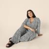 imageAmazon Essentials Womens RelaxedFit Matte Jersey JumpsuitBlack Ivory Geometric