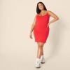 imageAmazon Essentials Womens Slim Fit Cotton Layering Slip Dress Pack of 2Bright Poppy RedTan