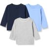 imageAmazon Essentials Unisex Babies RelaxedFit 100 Cotton LongSleeve TShirts Pack of 3BlueNavyHeather