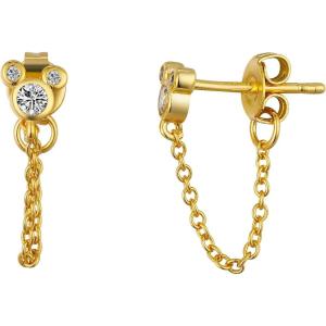imageAmazon Essentials Disney Plated Cubic Zirconia Mickey Mouse Front to Back Chain Drop Earring