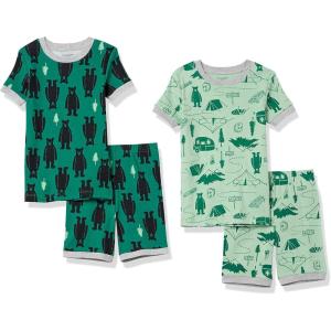 imageAmazon Essentials Unisex Babies Toddlers and Kids SnugFit Cotton Pajama Sleepwear Sets 2PieceHappy Camper