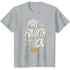 imageAmazon Essentials Mens May the Fourth Be With You HandDrawn Letters TShirt Black SmallHeather Grey