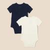 imageAmazon Essentials Unisex Babies Henley Bodysuit Pack of 2Oatmeal HeatherNavy