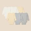 imageAmazon Essentials Unisex Babies LongSleeve Bodysuits Pack of 6BeigeLight Grey HeatherWhite