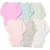 imageAmazon Essentials Unisex Babies LongSleeve Bodysuits Pack of 6PinkFloral